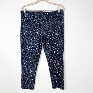 Marika‎ Sport Womens Blue Leopard Print High Rise Leggings Size XL 16–18